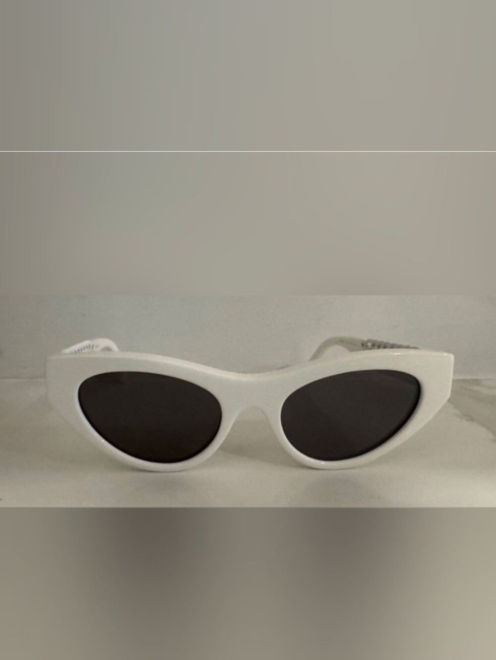 Stella McCartney cat eye white falabella chain sunglasses mod glam retro SC01938
